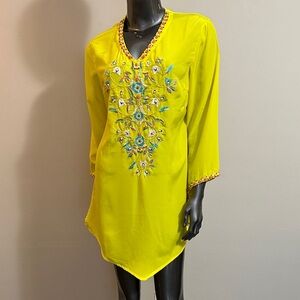 Vibrant Yellow Embroidered Tunic